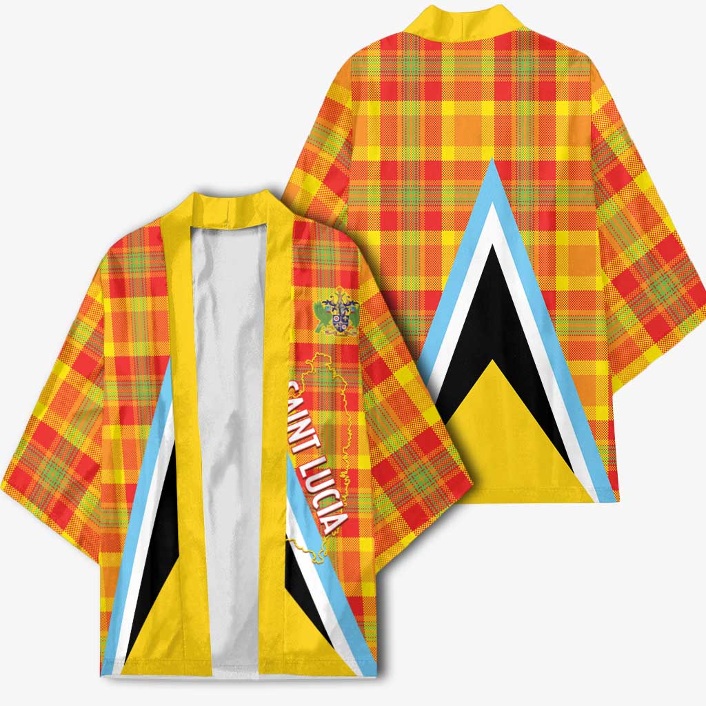 Saint Lucia Creole Day Kimono Bon Fete Jounen Kweyol Madras Pattern - Wonder Print Shop
