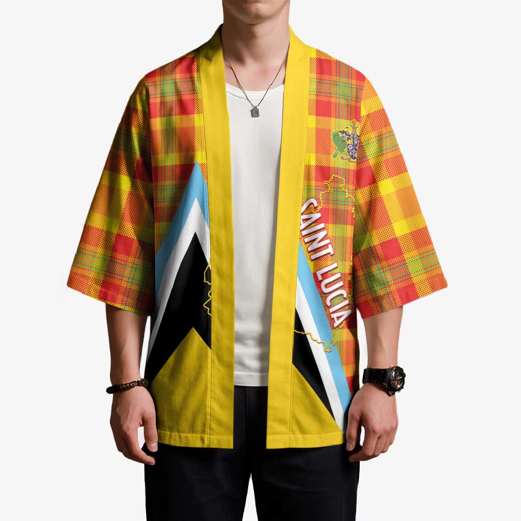 Saint Lucia Creole Day Kimono Bon Fete Jounen Kweyol Madras Pattern - Wonder Print Shop