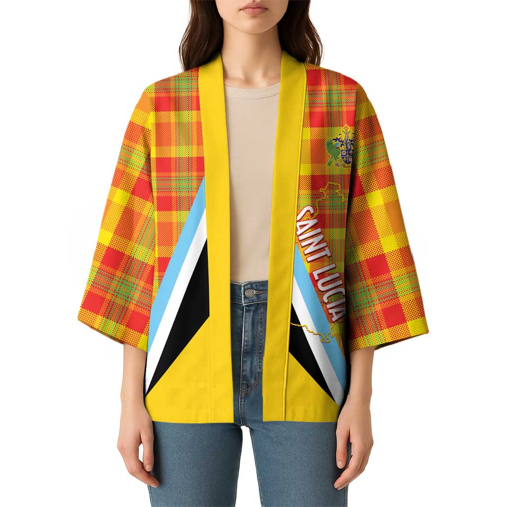Saint Lucia Creole Day Kimono Bon Fete Jounen Kweyol Madras Pattern - Wonder Print Shop