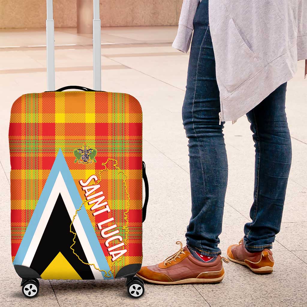 Saint Lucia Creole Day Luggage Cover Bon Fete Jounen Kweyol Madras Pattern - Wonder Print Shop
