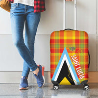 Saint Lucia Creole Day Luggage Cover Bon Fete Jounen Kweyol Madras Pattern - Wonder Print Shop