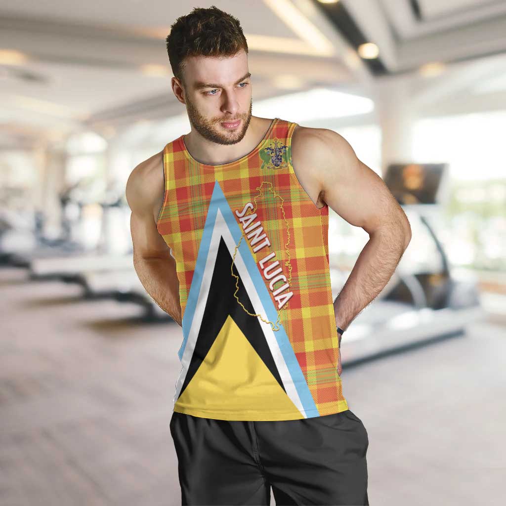 Saint Lucia Creole Day Men Tank Top Bon Fete Jounen Kweyol Madras Pattern - Wonder Print Shop