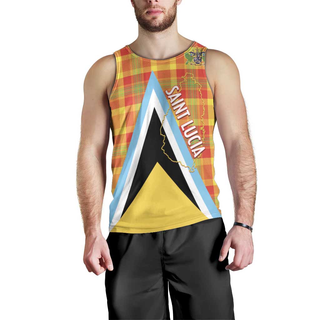 Saint Lucia Creole Day Men Tank Top Bon Fete Jounen Kweyol Madras Pattern - Wonder Print Shop