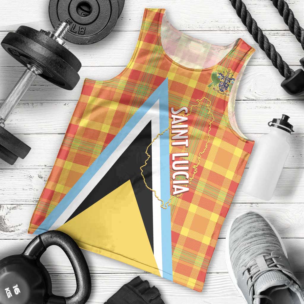 Saint Lucia Creole Day Men Tank Top Bon Fete Jounen Kweyol Madras Pattern - Wonder Print Shop
