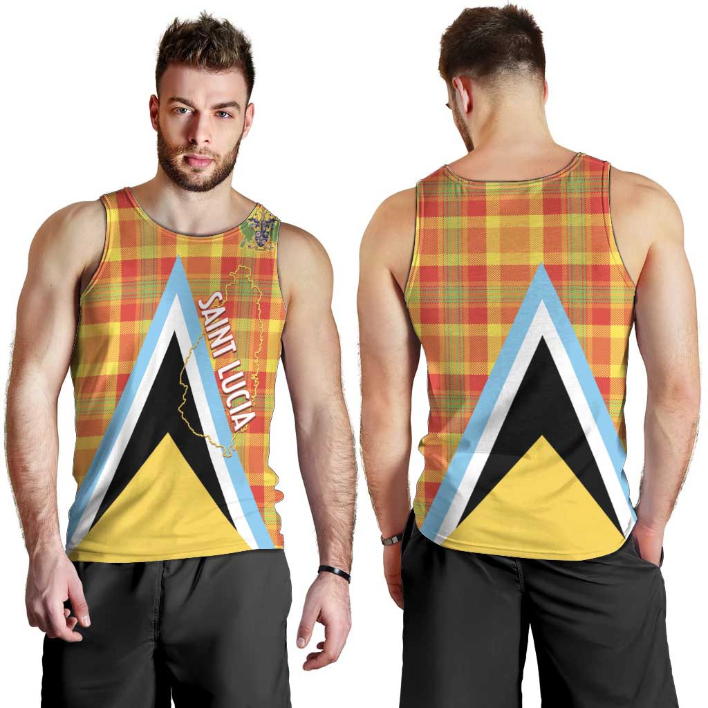 Saint Lucia Creole Day Men Tank Top Bon Fete Jounen Kweyol Madras Pattern - Wonder Print Shop