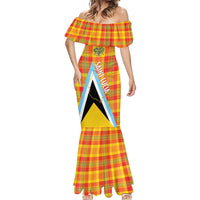 Saint Lucia Creole Day Mermaid Dress Bon Fete Jounen Kweyol Madras Pattern - Wonder Print Shop