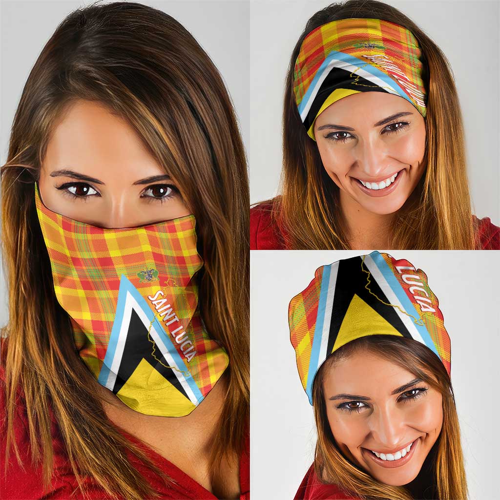 Saint Lucia Creole Day Neck Gaiter Bon Fete Jounen Kweyol Madras Pattern - Wonder Print Shop