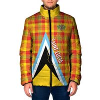 Saint Lucia Creole Day Padded Jacket Bon Fete Jounen Kweyol Madras Pattern - Wonder Print Shop