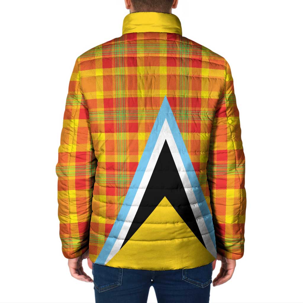 Saint Lucia Creole Day Padded Jacket Bon Fete Jounen Kweyol Madras Pattern - Wonder Print Shop
