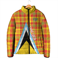 Saint Lucia Creole Day Padded Jacket Bon Fete Jounen Kweyol Madras Pattern - Wonder Print Shop