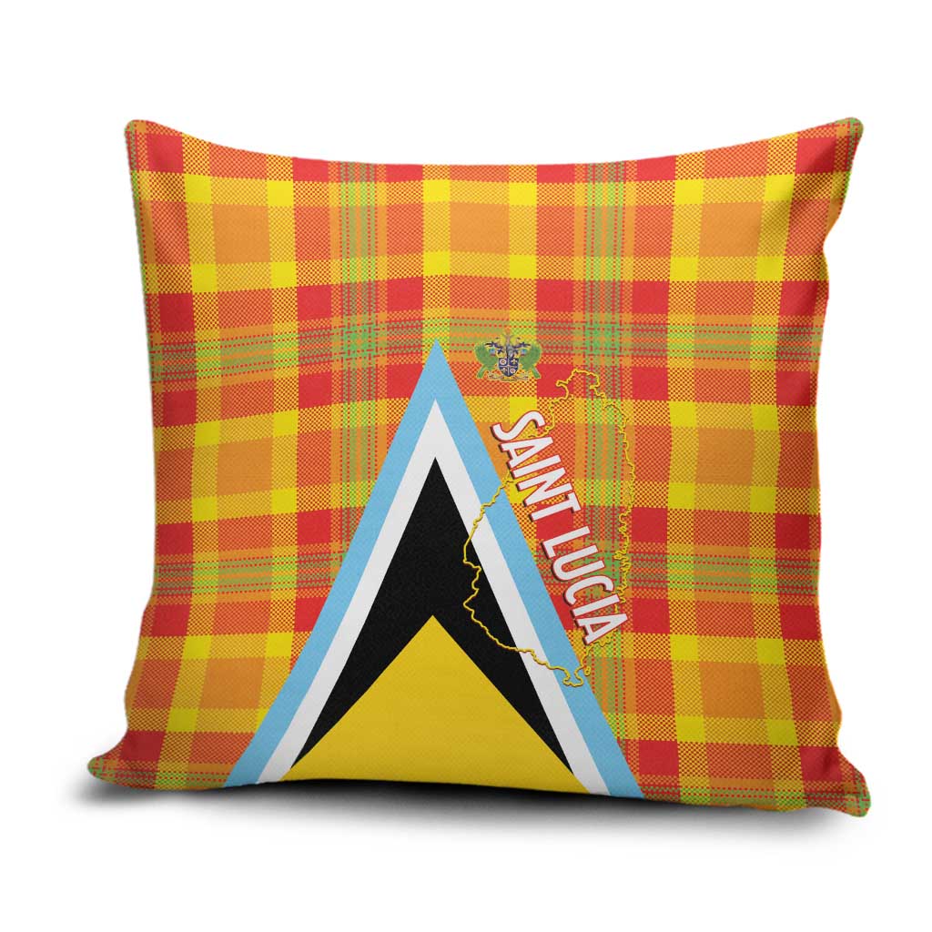 Saint Lucia Creole Day Pillow Cover Bon Fete Jounen Kweyol Madras Pattern - Wonder Print Shop
