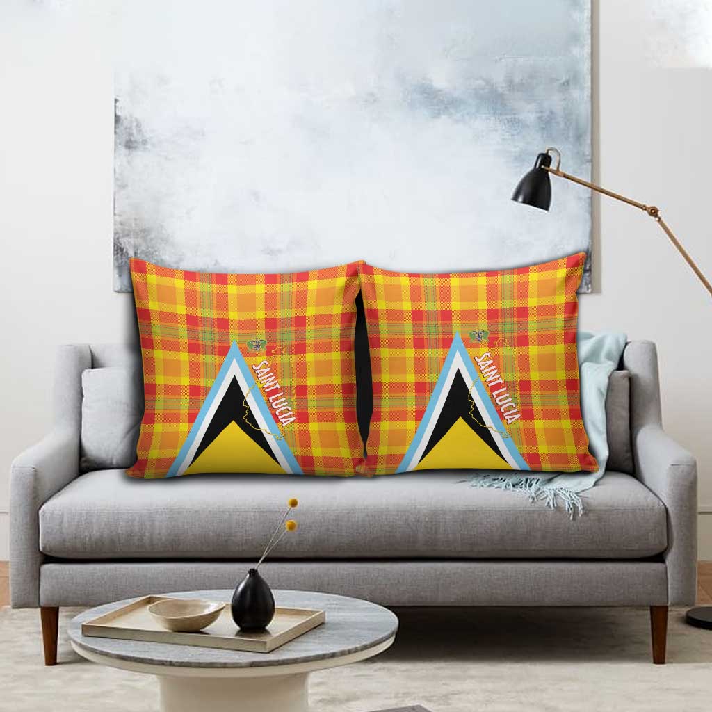 Saint Lucia Creole Day Pillow Cover Bon Fete Jounen Kweyol Madras Pattern - Wonder Print Shop