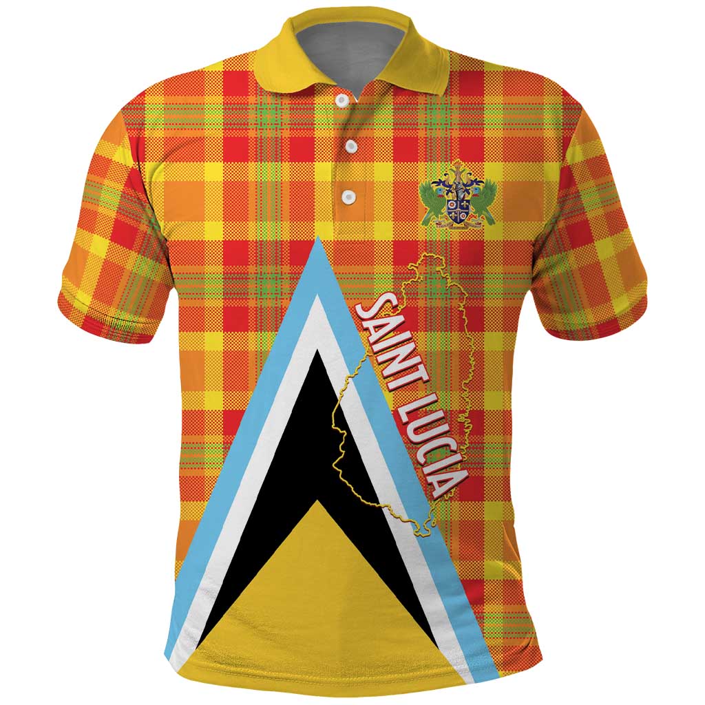 Saint Lucia Creole Day Polo Shirt Bon Fete Jounen Kweyol Madras Pattern - Wonder Print Shop