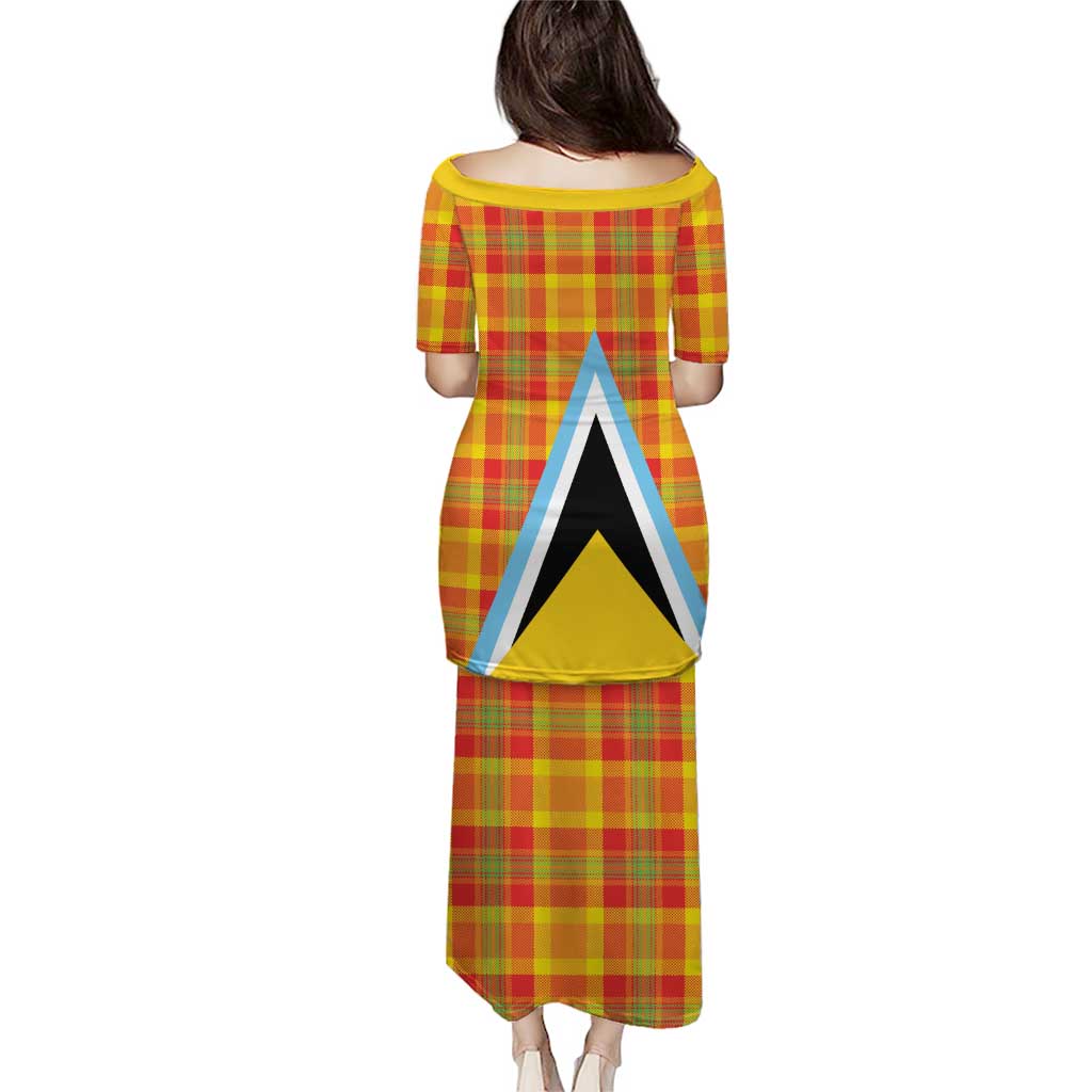 Saint Lucia Creole Day Puletasi Bon Fete Jounen Kweyol Madras Pattern - Wonder Print Shop