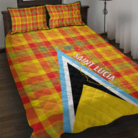 Saint Lucia Creole Day Quilt Bed Set Bon Fete Jounen Kweyol Madras Pattern - Wonder Print Shop