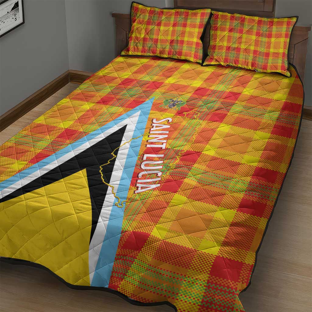 Saint Lucia Creole Day Quilt Bed Set Bon Fete Jounen Kweyol Madras Pattern - Wonder Print Shop