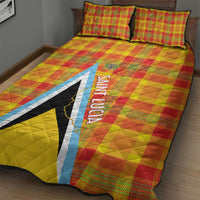 Saint Lucia Creole Day Quilt Bed Set Bon Fete Jounen Kweyol Madras Pattern - Wonder Print Shop