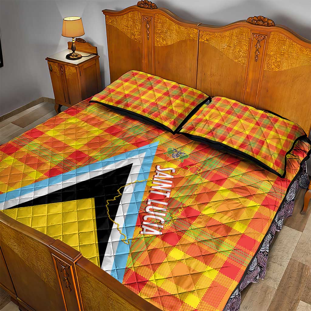Saint Lucia Creole Day Quilt Bed Set Bon Fete Jounen Kweyol Madras Pattern - Wonder Print Shop