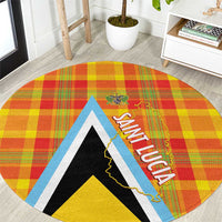 Saint Lucia Creole Day Round Carpet Bon Fete Jounen Kweyol Madras Pattern - Wonder Print Shop