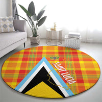 Saint Lucia Creole Day Round Carpet Bon Fete Jounen Kweyol Madras Pattern - Wonder Print Shop