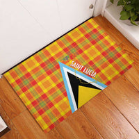 Saint Lucia Creole Day Rubber Doormat Bon Fete Jounen Kweyol Madras Pattern - Wonder Print Shop