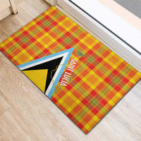 Saint Lucia Creole Day Rubber Doormat Bon Fete Jounen Kweyol Madras Pattern - Wonder Print Shop