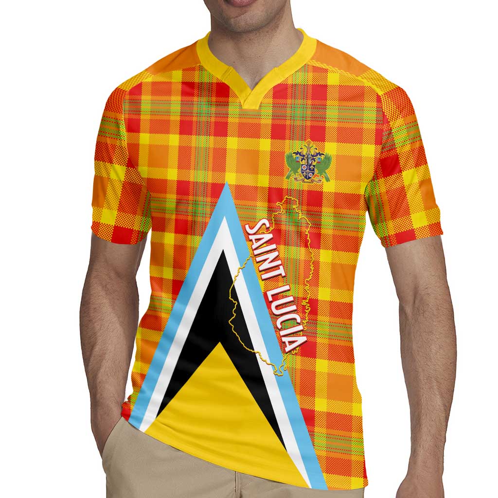 Saint Lucia Creole Day Rugby Jersey Bon Fete Jounen Kweyol Madras Pattern - Wonder Print Shop