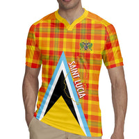 Saint Lucia Creole Day Rugby Jersey Bon Fete Jounen Kweyol Madras Pattern - Wonder Print Shop
