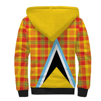 Saint Lucia Creole Day Sherpa Hoodie Bon Fete Jounen Kweyol Madras Pattern - Wonder Print Shop