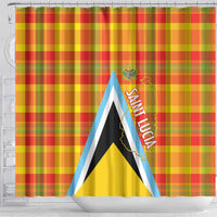 Saint Lucia Creole Day Shower Curtain Bon Fete Jounen Kweyol Madras Pattern - Wonder Print Shop