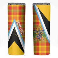 Saint Lucia Creole Day Skinny Tumbler Bon Fete Jounen Kweyol Madras Pattern - Wonder Print Shop
