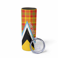 Saint Lucia Creole Day Skinny Tumbler Bon Fete Jounen Kweyol Madras Pattern - Wonder Print Shop