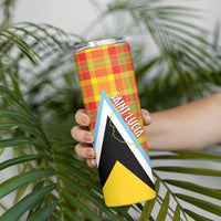 Saint Lucia Creole Day Skinny Tumbler Bon Fete Jounen Kweyol Madras Pattern - Wonder Print Shop