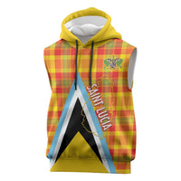 Saint Lucia Creole Day Sleeveless Hoodie Bon Fete Jounen Kweyol Madras Pattern - Wonder Print Shop