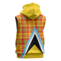 Saint Lucia Creole Day Sleeveless Hoodie Bon Fete Jounen Kweyol Madras Pattern - Wonder Print Shop