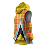 Saint Lucia Creole Day Sleeveless Hoodie Bon Fete Jounen Kweyol Madras Pattern - Wonder Print Shop