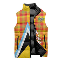 Saint Lucia Creole Day Sleeveless Puffer Jacket Bon Fete Jounen Kweyol Madras Pattern - Wonder Print Shop