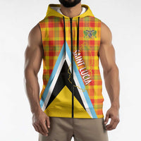Saint Lucia Creole Day Sleeveless Zip Hoodie Bon Fete Jounen Kweyol Madras Pattern - Wonder Print Shop