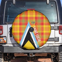 Saint Lucia Creole Day Spare Tire Cover Bon Fete Jounen Kweyol Madras Pattern - Wonder Print Shop