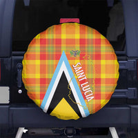 Saint Lucia Creole Day Spare Tire Cover Bon Fete Jounen Kweyol Madras Pattern - Wonder Print Shop