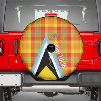 Saint Lucia Creole Day Spare Tire Cover Bon Fete Jounen Kweyol Madras Pattern - Wonder Print Shop