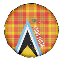 Saint Lucia Creole Day Spare Tire Cover Bon Fete Jounen Kweyol Madras Pattern - Wonder Print Shop