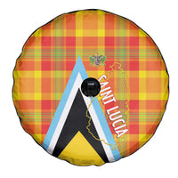 Saint Lucia Creole Day Spare Tire Cover Bon Fete Jounen Kweyol Madras Pattern - Wonder Print Shop
