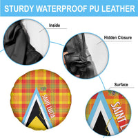 Saint Lucia Creole Day Spare Tire Cover Bon Fete Jounen Kweyol Madras Pattern - Wonder Print Shop