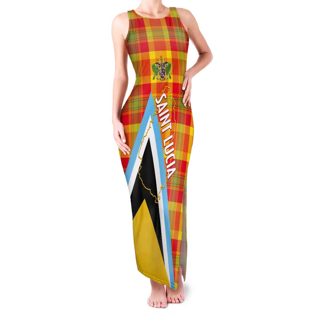 Saint Lucia Creole Day Tank Maxi Dress Bon Fete Jounen Kweyol Madras Pattern - Wonder Print Shop