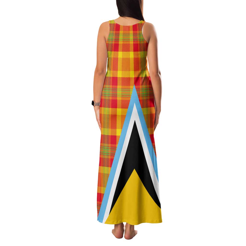 Saint Lucia Creole Day Tank Maxi Dress Bon Fete Jounen Kweyol Madras Pattern - Wonder Print Shop