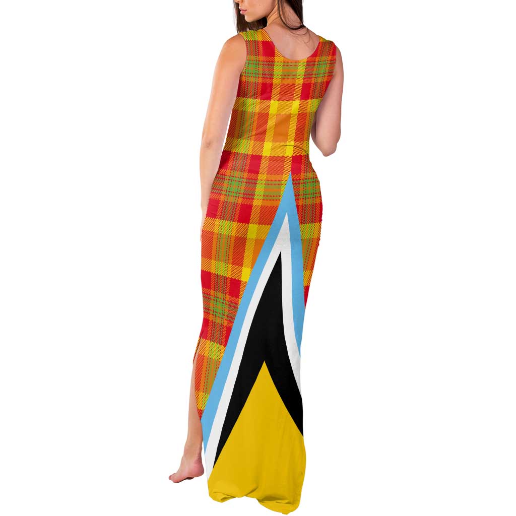 Saint Lucia Creole Day Tank Maxi Dress Bon Fete Jounen Kweyol Madras Pattern - Wonder Print Shop