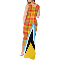 Saint Lucia Creole Day Tank Maxi Dress Bon Fete Jounen Kweyol Madras Pattern - Wonder Print Shop