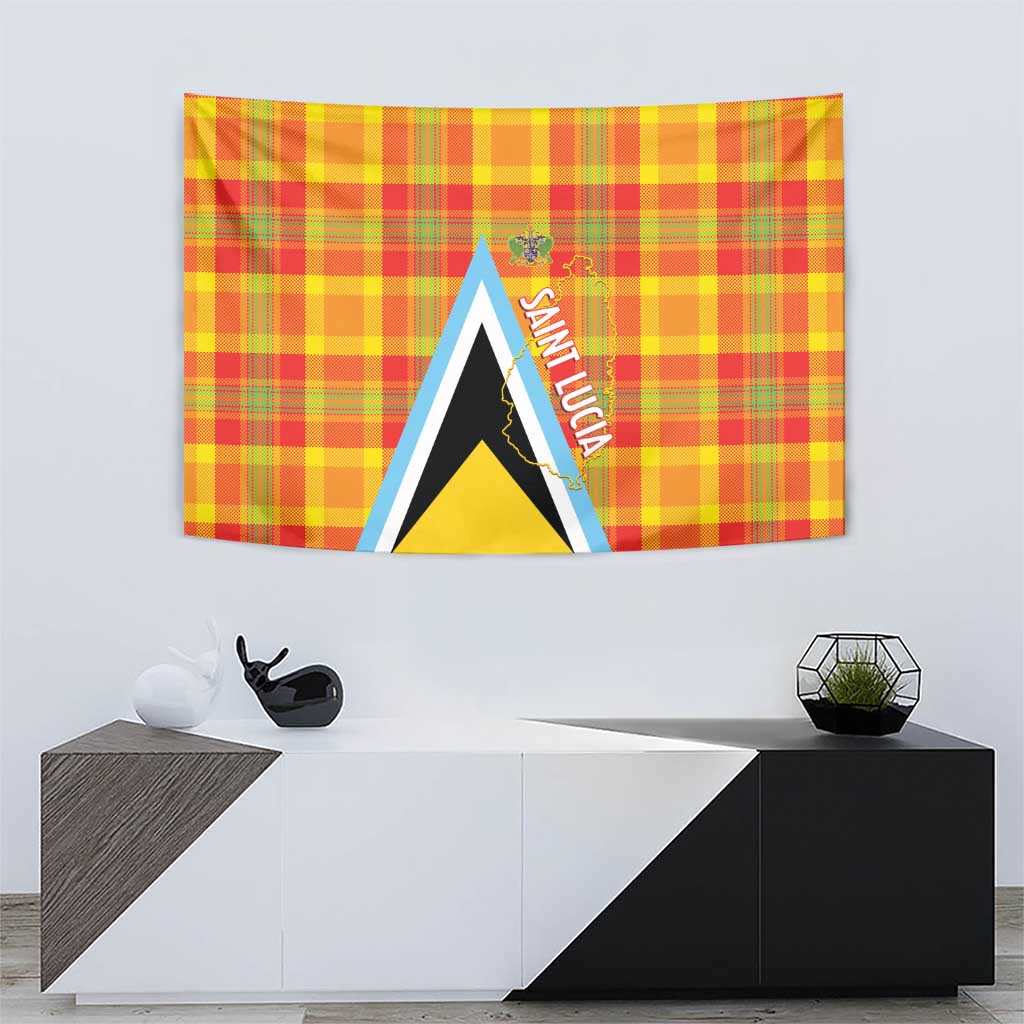 Saint Lucia Creole Day Tapestry Bon Fete Jounen Kweyol Madras Pattern - Wonder Print Shop