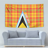Saint Lucia Creole Day Tapestry Bon Fete Jounen Kweyol Madras Pattern - Wonder Print Shop
